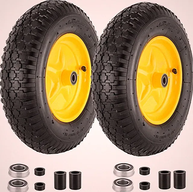 4.80/4.00-8 Tire and Wheel, 16” Pneumatic Wheelbarrow Tires with 5/8"&3/4" Be...