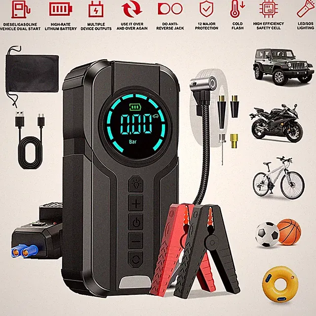99800mAh 8000A Peak Car Jump Starter with Air Compressor Power Bank Jump Box 12V