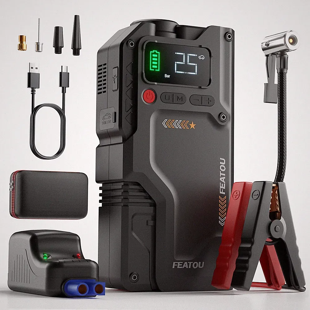 Featou 8000A Car Jump Starter With Air Compressor Pack Booster 12V Power Bank US