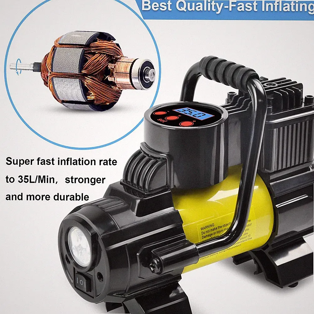 Heavy Duty Portable Air Compressor Car Tire Inflator Electric Pump Auto 12V