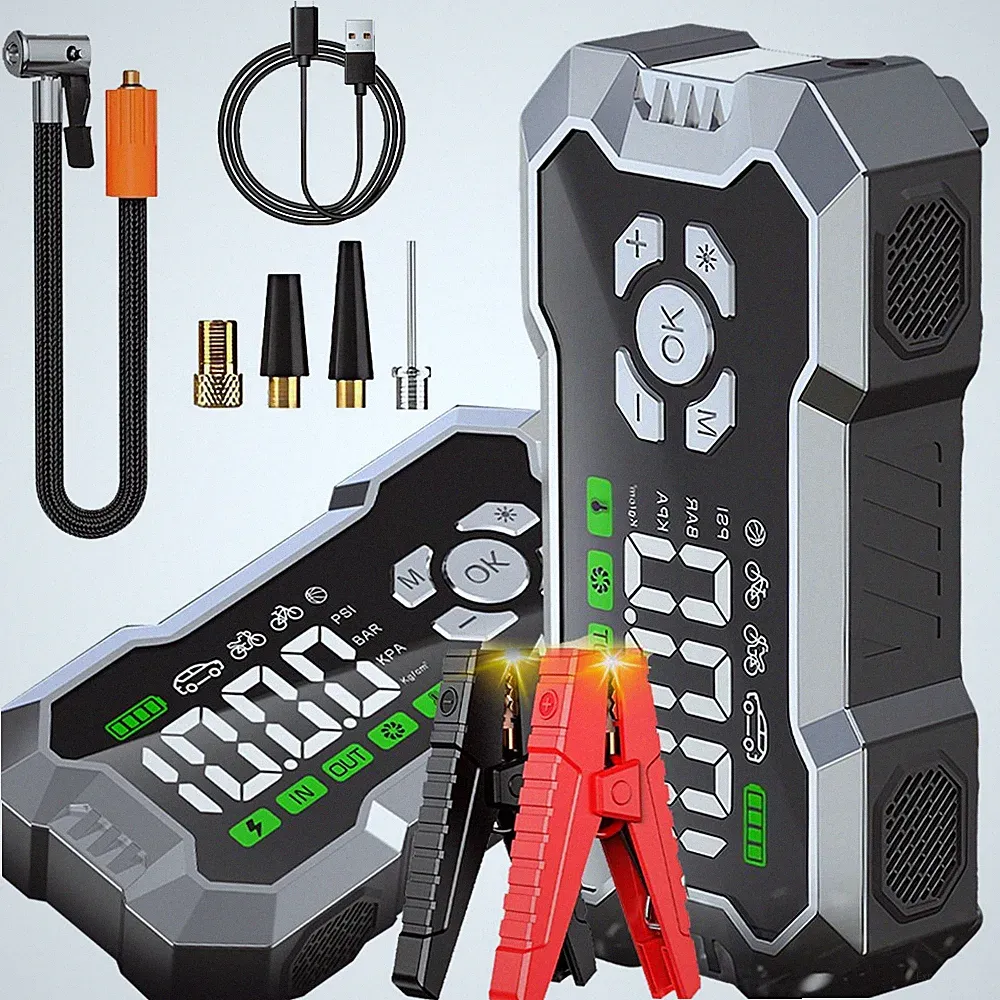 Jump Starter with Air Compressor, Portable 3000A Car Battery Jumper Starter 12V