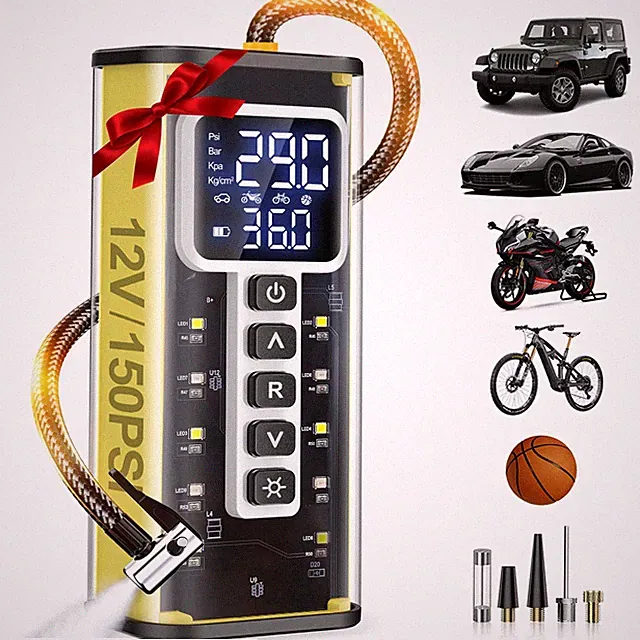 Tire Inflator Portable Air Compressor, 150 PSI Compressor Light Yellow
