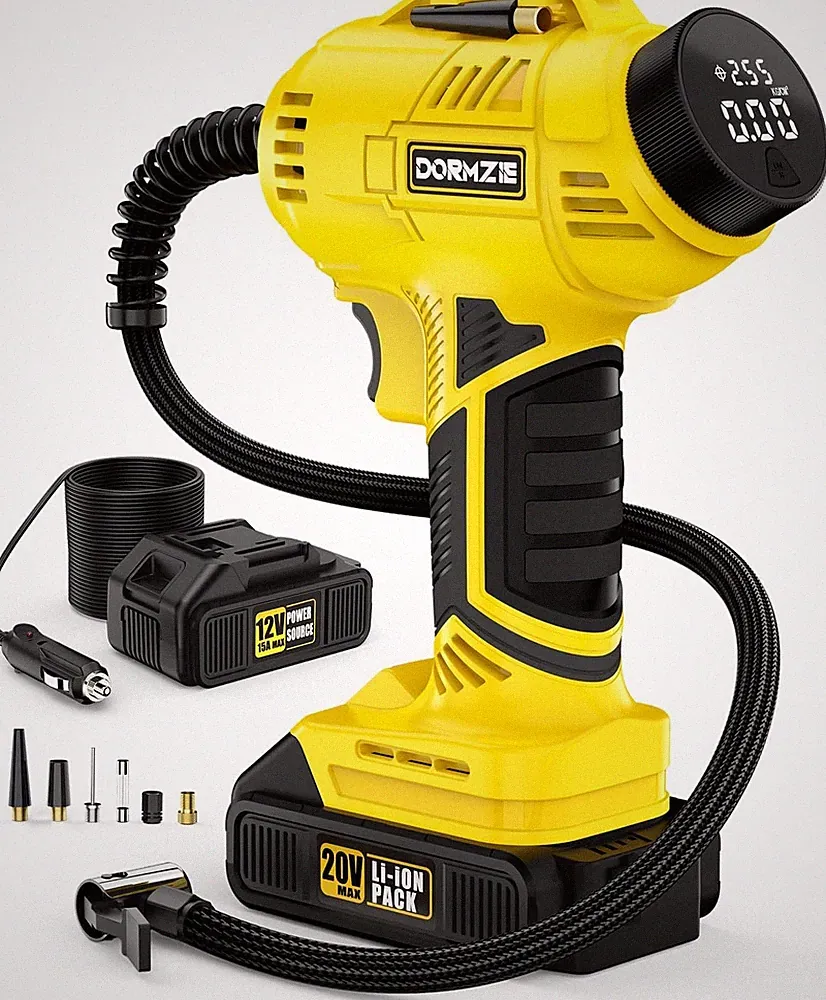 Tire Inflator Portable Air Compressor, 150 PSI Handheld Pump for Yellow