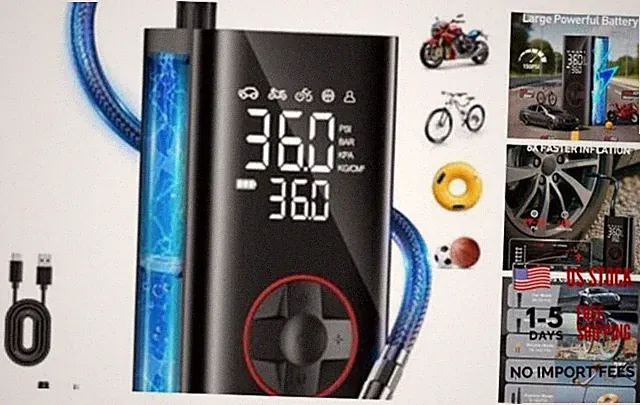 Tire Inflator Portable Air Compressor - 150PSI Cordless Air Pump for Vertical