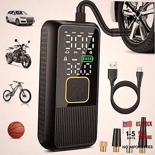 Tire Inflator Portable Air Compressor, 4X Faster 150PSI Smart Air Light Yellow